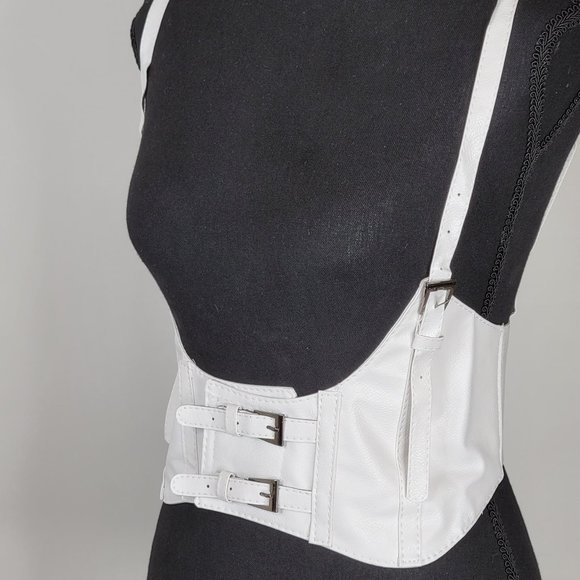 White Suspender PU Leather Harness Belt- RESTOCKED - Picture 1 of 5
